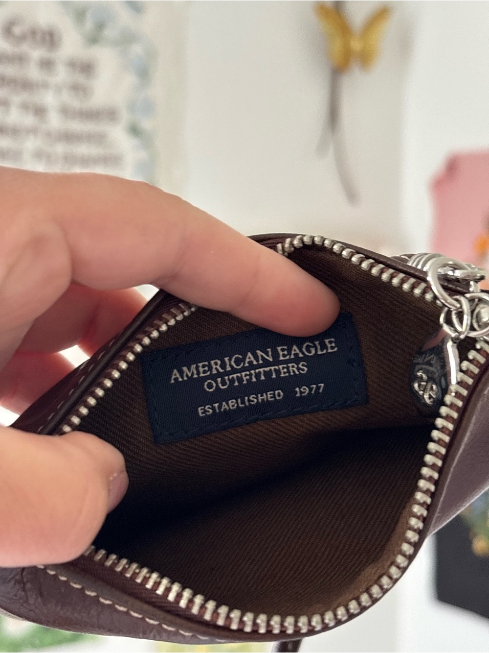 Chocolate Brown Leather Wristlet - Picture 6 of 9